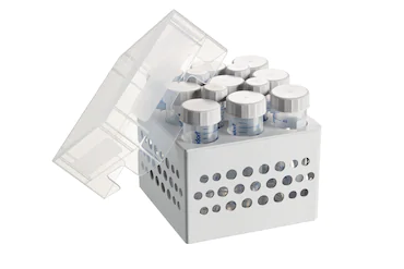 艾本德儲(chǔ)存盒 3 × 3, 可放置 9  個(gè) 50  mL 試管和 4  個(gè) 15  mL 試管，2  件，高 127  mm，5  英寸，聚丙烯材料，可耐受最低 -86  °C，高溫高壓滅菌，帶蓋子